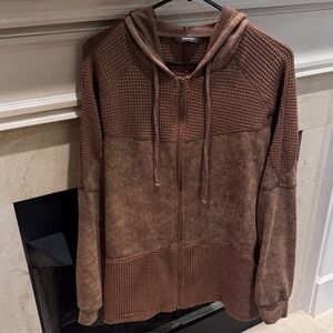 Brown Zip-Up knit jacket. Size L. Never worn. Listing 9102